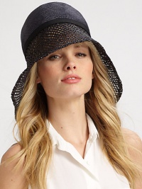 A statement style with a glamourous, asymmetrical crocheted brim. StrawClean with damp clothBrim, about 6½Made in Italy A statement style with a glamourous, asymmetrical crocheted brim. StrawClean with damp clothBrim, about 6½Made in Italy