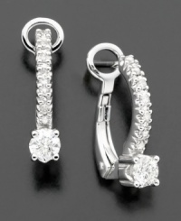 A cascade of round-cut diamonds (3/8 ct. t.w.) that ends on a bright note. Diamond earrings set in 14k white gold. A cascade of round-cut diamonds (3/8 ct. t.w.) that ends on a bright note. Diamond earrings set in 14k white gold.