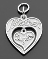 Capture the essence of a beautiful bond that can never be broken. This Mother & Daughter charm is crafted in sterling silver, by Rembrandt Charms. Approximate drop: 1 inch.