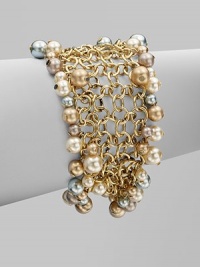 A chain link design embellished with multi-colored glass pearls. BrassGlass pearlsLength, about 7½Magnetic clasp closureImported A chain link design embellished with multi-colored glass pearls. BrassGlass pearlsLength, about 7½Magnetic clasp closureImported