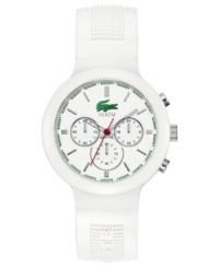 Set your style in a fresh direction with this Borneo collection sport watch from Lacoste L!VE. Set your style in a fresh direction with this Borneo collection sport watch from Lacoste L!VE.