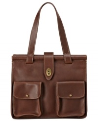 Understated and elegant, this everyday design from Fossil will escort you from work to weekend in style. Soft leather is outfitted with discrete signature detailing and convenient front pockets, while the generous interior meets all your daily demands. Understated and elegant, this everyday design from Fossil will escort you from work to weekend in style. Soft leather is outfitted with discrete signature detailing and convenient front pockets, while the generous interior meets all your daily demands.