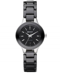 A great watch for all occasions, with a chic, basic black style, from DKNY. Black ceramic bracelet. Silvertone stainless steel round case and round black dial with logo and stick indices. Quartz movement. Water resistant to 50 meters. Two-year limited warranty. A great watch for all occasions, with a chic, basic black style, from DKNY. Black ceramic bracelet. Silvertone stainless steel round case and round black dial with logo and stick indices. Quartz movement. Water resistant to 50 meters. Two-year limited warranty.