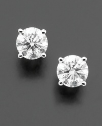 Two carats worth of sparkling diamond in each ear frames the face perfectly. For a style always in season, snap up round-cut diamond studs (2 ct. t.w.) set in 14k white gold. Approximate diameter: 6-1/2 mm. Two carats worth of sparkling diamond in each ear frames the face perfectly. For a style always in season, snap up round-cut diamond studs (2 ct. t.w.) set in 14k white gold. Approximate diameter: 6-1/2 mm.