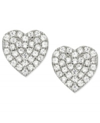 Sparkling hearts they'll love. CRISLU's children's earrings are embellished with shimmering cubic zirconias (1/25 ct. t.w.) and set in platinum over sterling silver. Approximate diameter: 1/3 inch. Sparkling hearts they'll love. CRISLU's children's earrings are embellished with shimmering cubic zirconias (1/25 ct. t.w.) and set in platinum over sterling silver. Approximate diameter: 1/3 inch.
