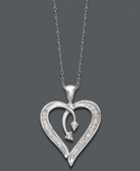 Give the gift of love. Perfect for any time of year, this intricate heart pendant shines with the addition of round and baguette-cut diamonds (1/5 ct. t.w.). Setting and chain crafted in 14k white gold. Approximate length: 18 inches. Approximate drop: 3/4 inch. Give the gift of love. Perfect for any time of year, this intricate heart pendant shines with the addition of round and baguette-cut diamonds (1/5 ct. t.w.). Setting and chain crafted in 14k white gold. Approximate length: 18 inches. Approximate drop: 3/4 inch.