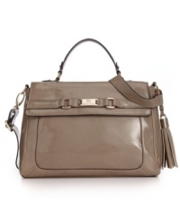 Get on the fashion fast-track to ladylike style with this softly structured satchel from AK Anne Klein. Faux patent leather is charmingly accented with logo-embossed detailing, while the interior is perfectly sized to meet your day-to-night demands. Get on the fashion fast-track to ladylike style with this softly structured satchel from AK Anne Klein. Faux patent leather is charmingly accented with logo-embossed detailing, while the interior is perfectly sized to meet your day-to-night demands.