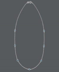 Brilliant sparkle. B. Brilliant's stunning station necklace features round-cut London blue cubic zirconias (1 ct. t.w.) on a delicate sterling silver chain. Approximate length: 18 inches. Approximate width: 3/8 inch.