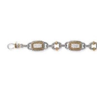 925 Silver, 14k Yellow Gold Vermeil & CZ Bracelet- 8 IN