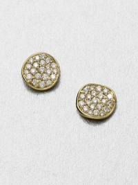 From the Stardust Collection. Radiant 18k gold encrusted in dazzling diamonds in a classic button design. 18k goldDiamonds, .21 tcwSize, about .25Post backImported 