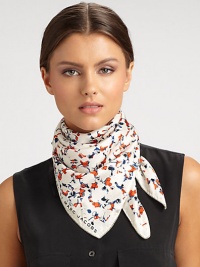 A luxe silk wrap is printed with a colorful exter chain print.Silk30 X 30Dry cleanImported A luxe silk wrap is printed with a colorful exter chain print.Silk30 X 30Dry cleanImported