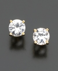 Look (and feel!) like a million dollars. These classic stud earrings feature round-cut white sapphires (2 ct. t.w.) set in 14k gold. Look (and feel!) like a million dollars. These classic stud earrings feature round-cut white sapphires (2 ct. t.w.) set in 14k gold.