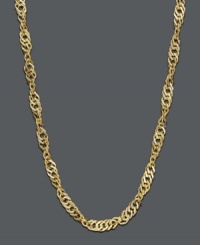 Add a hint of luxury with elegant links. Necklace features an intricate hollow Singapore chain crafted in 14k gold. Approximate length: 20 inches. Approximate width: 1.8 mm. Add a hint of luxury with elegant links. Necklace features an intricate hollow Singapore chain crafted in 14k gold. Approximate length: 20 inches. Approximate width: 1.8 mm.
