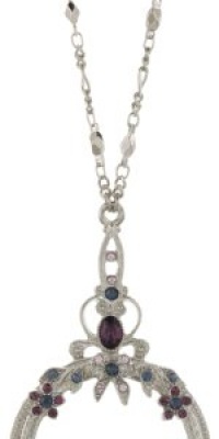 1928 Jewelry Ornate Magnifying Glass Necklace Silver-Tone 1928 Jewelry Ornate Magnifying Glass Necklace Silver-Tone