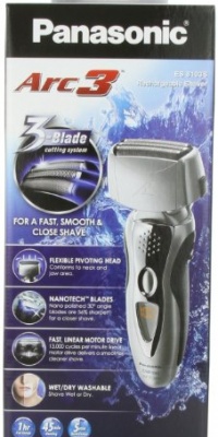 Panasonic ES8103S Men's 3-Blade (Arc 3) Wet/Dry Rechargeable Electric Shaver with Nanotech Blades, Silver