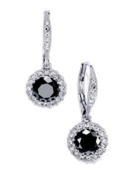 The definition of elegance. This pair of lever-back drop earrings from Eliot Danori is crafted from rhodium-plated brass with a black stone and cubic zirconia (2 ct. t.w.) providing luster. Approximate drop: 1/2 inch. The definition of elegance. This pair of lever-back drop earrings from Eliot Danori is crafted from rhodium-plated brass with a black stone and cubic zirconia (2 ct. t.w.) providing luster. Approximate drop: 1/2 inch.