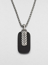 A simple sterling silver pendant necklace of black onyx is accented with chevron-textured sterling silver.Sterling silverBlack onyxLength, about 22 diam.Pendant, about ¾ x 1¼Imported A simple sterling silver pendant necklace of black onyx is accented with chevron-textured sterling silver.Sterling silverBlack onyxLength, about 22 diam.Pendant, about ¾ x 1¼Imported