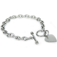 High Polished Stainless Steel Heart Chain Bracelet with Toggle Clasp High Polished Stainless Steel Heart Chain Bracelet with Toggle Clasp