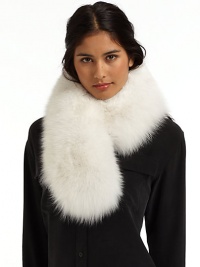 THE LOOKPlush dyed fox furPull through design with one end slipping through tabFloral lace print backTHE FIT6½W X 39½LTHE MATERIALDyed fox furFully linedCARE & ORIGINDry clean by fur specialistImportedFur origin: Canada THE LOOKPlush dyed fox furPull through design with one end slipping through tabFloral lace print backTHE FIT6½W X 39½LTHE MATERIALDyed fox furFully linedCARE & ORIGINDry clean by fur specialistImportedFur origin: Canada