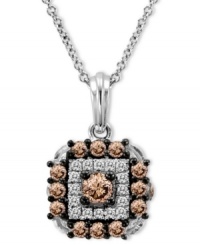 Sparkle and shine. Le Vian's stunning square-shaped pendant combines round-cut chocolate diamonds (3/8 ct. t.w.) and white diamond accents. Set in 14k white gold. Approximate length: 18 inches. Approximate drop: 5/8 inch. Sparkle and shine. Le Vian's stunning square-shaped pendant combines round-cut chocolate diamonds (3/8 ct. t.w.) and white diamond accents. Set in 14k white gold. Approximate length: 18 inches. Approximate drop: 5/8 inch.