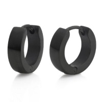 Classic Black Hole Stainless Steel Mens Hoop Earrings Classic Black Hole Stainless Steel Mens Hoop Earrings