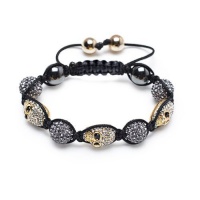 Bling Jewelry Shamballa Inspired Bracelet Gold Gray Crystal Skull Swarovski 12mm Bling Jewelry Shamballa Inspired Bracelet Gold Gray Crystal Skull Swarovski 12mm