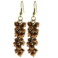 2 Copper Cluster Faceted Crystal Dangle Hook Earrings For Women 2 Inch