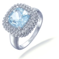 8MM Cushion Cut Blue Topaz Ring In Sterling Silver 2CT (Available In Sizes 5 - 9) 8MM Cushion Cut Blue Topaz Ring In Sterling Silver 2CT (Available In Sizes 5 - 9)