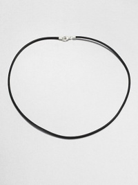 A simple, sturdy leather cord necklace comes together beautifully with a sterling silver lobster claw and loop clasp.LeatherLobster claw/loop claspAbout 22 longMade in USA A simple, sturdy leather cord necklace comes together beautifully with a sterling silver lobster claw and loop clasp.LeatherLobster claw/loop claspAbout 22 longMade in USA