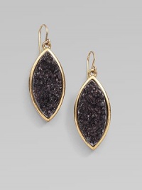 A statement piece featuring beautifully textured drusy quartz stones set in a 14k goldplated marquis. Drusy quartz14k goldplated white metal alloyDrop, about 1¼Post backMade in USA A statement piece featuring beautifully textured drusy quartz stones set in a 14k goldplated marquis. Drusy quartz14k goldplated white metal alloyDrop, about 1¼Post backMade in USA
