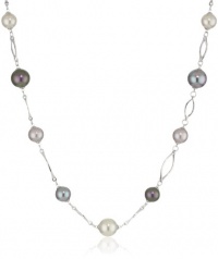 Majorica 10 and 12mm Round Pearls on Links Necklace