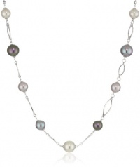Majorica 10 and 12mm Round Pearls on Links Necklace Majorica 10 and 12mm Round Pearls on Links Necklace