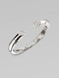 A sizable cuff accented with white sapphires adorned ends. White sapphires Sterling silver Kick mechanism closure Diameter, about 2¼ Imported A sizable cuff accented with white sapphires adorned ends. White sapphires Sterling silver Kick mechanism closure Diameter, about 2¼ Imported