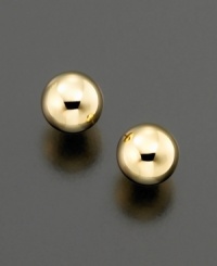 These classic 14k stud earrings (6 mm) are perfect for everyday. These classic 14k stud earrings (6 mm) are perfect for everyday.