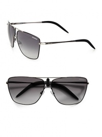 Sharp, sophisticated frames crafted in lightweight metal with logo temples. Available in semi dark ruthenium frames with gray gradient silver lenses.Metal100% UV ProtectionImported Sharp, sophisticated frames crafted in lightweight metal with logo temples. Available in semi dark ruthenium frames with gray gradient silver lenses.Metal100% UV ProtectionImported