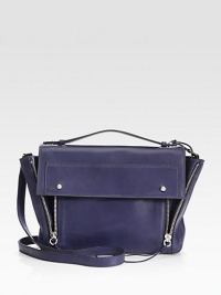 An impeccably structured flap-top design in vibrant matte leather, finished with expandable zip gussets and a convertible crossbody strap.Top handle, 3¼ dropAdjustable shoulder strap, 21¾-28½ dropFlap-snap closureOne inside zip pocketFully lined11½W X 8½H X 3DImported An impeccably structured flap-top design in vibrant matte leather, finished with expandable zip gussets and a convertible crossbody strap.Top handle, 3¼ dropAdjustable shoulder strap, 21¾-28½ dropFlap-snap closureOne inside zip pocketFully lined11½W X 8½H X 3DImported