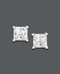 Shapely, sparkling, and stylish. These versatile stud earrings feature near colorless princess-cut diamonds (3/4 ct. t.w.) set in polished 14k white gold. Approximate diameter: 4-2/10 mm.