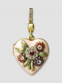 A beautifully detailed new heirloom locket is handcrafted in brass-plated pewter and embellished with sparkling Swarovski crystals. 5% of the retail price of each piece sold will be donated to support the work of the Breast Cancer Research Foundation. Hand-polished and -enameled 1 X 1 Made in USA A beautifully detailed new heirloom locket is handcrafted in brass-plated pewter and embellished with sparkling Swarovski crystals. 5% of the retail price of each piece sold will be donated to support the work of the Breast Cancer Research Foundation. Hand-polished and -enameled 1 X 1 Made in USA