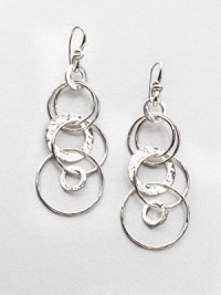 A captivating sterling silver style comprised of flat, hammered links and cylindrical, hammered links in a long, cascade design. Sterling silverDrop, about 2.5Hook backImported A captivating sterling silver style comprised of flat, hammered links and cylindrical, hammered links in a long, cascade design. Sterling silverDrop, about 2.5Hook backImported