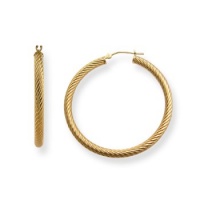 14k Yellow Gold Large Twisted Cable Hoop Earrings, 3mm thick x 30mm diameter, Hypoallergenic