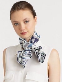 Luxe silk is adorned with an abstract signature print.Silk36 X 36Dry cleanMade in Italy Luxe silk is adorned with an abstract signature print.Silk36 X 36Dry cleanMade in Italy