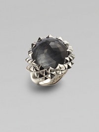 From the Silver Superstud Collection. A large, faceted, dome of grey cat's eye and quartz crystal set in a sleek, spiked sterling silver base. Grey cat's eye and quartz crystalSterling silverWidth, about 1Imported From the Silver Superstud Collection. A large, faceted, dome of grey cat's eye and quartz crystal set in a sleek, spiked sterling silver base. Grey cat's eye and quartz crystalSterling silverWidth, about 1Imported