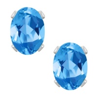 2.00 Ct Oval Blue Topaz 925 Sterling Silver Stud Earrings 7X5mm