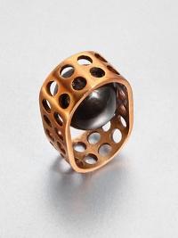 A large gunmetal-finished sphere sits in an 18k goldplated hooded shank. Brass18k goldplated brassWidth, about .51Made in USA A large gunmetal-finished sphere sits in an 18k goldplated hooded shank. Brass18k goldplated brassWidth, about .51Made in USA