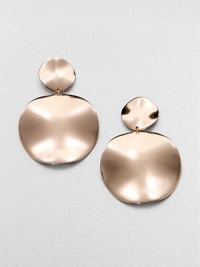 An elegant design of graduated circles in 18k gold and sterling silver with a warm 18k rose goldplating. 18k gold and sterling silver with 18k rose goldplatingDrop, about 1.7Hook backImported An elegant design of graduated circles in 18k gold and sterling silver with a warm 18k rose goldplating. 18k gold and sterling silver with 18k rose goldplatingDrop, about 1.7Hook backImported