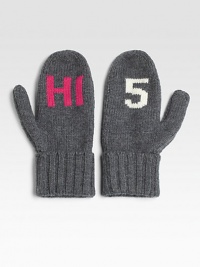 Give someone a statement-making high five in these toasty wool mittens.7 longMerino woolHand washImported Give someone a statement-making high five in these toasty wool mittens.7 longMerino woolHand washImported