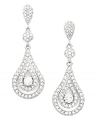Divine style perfect for any occasion. Eliot Danori's double teardrop earrings highlight round-cut cubic zirconias (3/4 ct. t.w.) surrounded by pave-set crystals for added shine. Set in silver tone mixed metal. Approximate drop: 1-1/8 inches. Divine style perfect for any occasion. Eliot Danori's double teardrop earrings highlight round-cut cubic zirconias (3/4 ct. t.w.) surrounded by pave-set crystals for added shine. Set in silver tone mixed metal. Approximate drop: 1-1/8 inches.