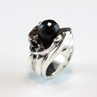 Panthers Grip Onyx Sterling Silver Ring (Size 11)