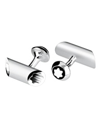 The Montblanc emblem is prominently featured on these innovative, thoroughly modern sterling silver cufflinks. The Montblanc emblem is prominently featured on these innovative, thoroughly modern sterling silver cufflinks.
