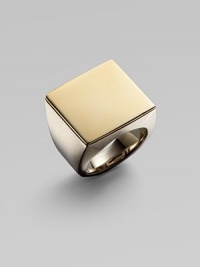 From the Nile Collection. Utterly simple and utterly stunning, a sleek square bezel with a goldplated finish tops a wide, smooth band of brushed sterling silver.Sterling silverGoldplatedAbout ¾ squareImported From the Nile Collection. Utterly simple and utterly stunning, a sleek square bezel with a goldplated finish tops a wide, smooth band of brushed sterling silver.Sterling silverGoldplatedAbout ¾ squareImported